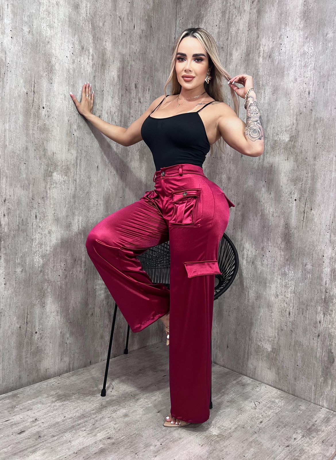 Pantalón Cargo Satin