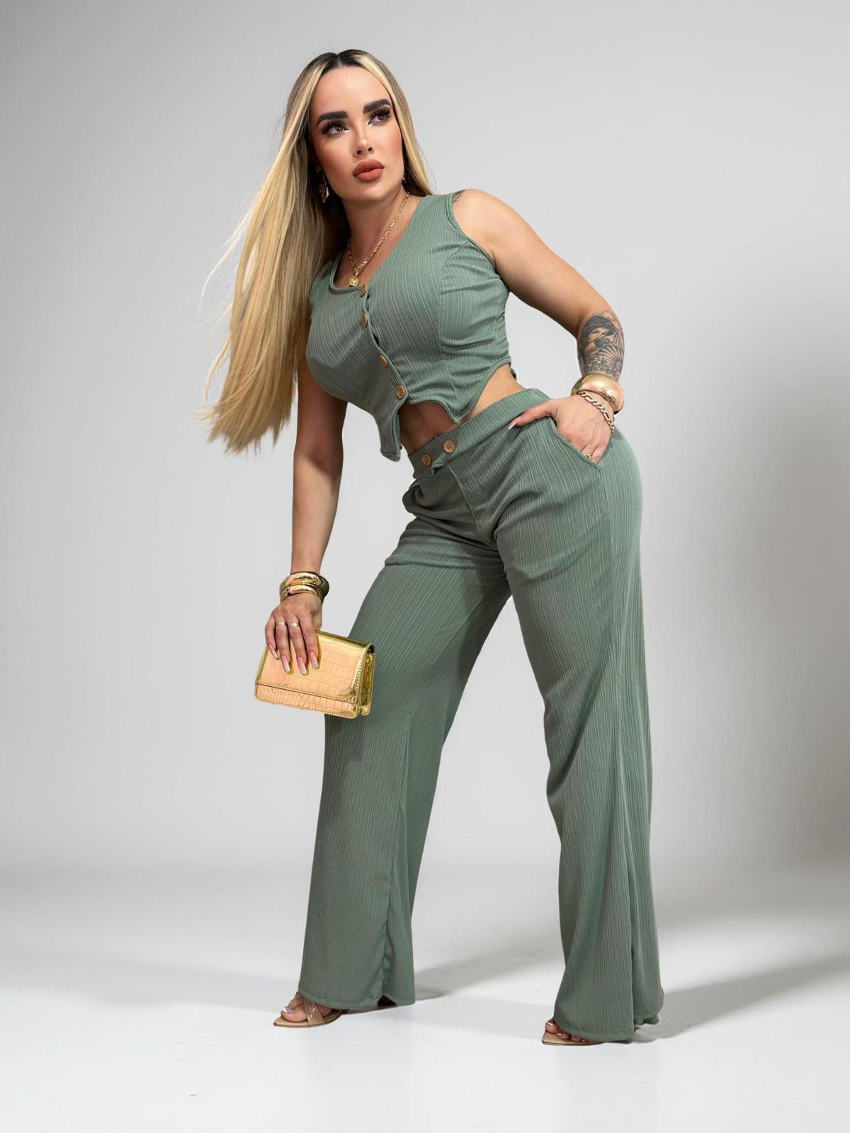 Conjunto Chaleco Botón