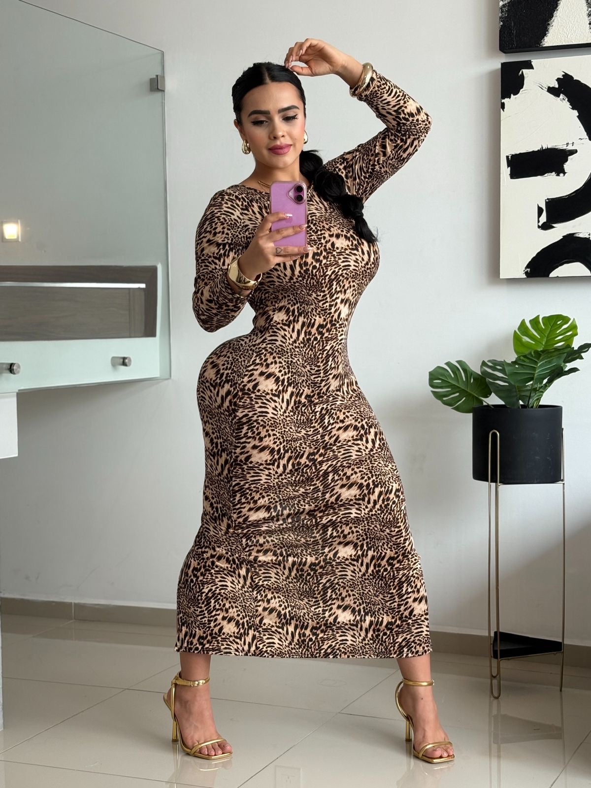Vestido Animal Escote Gota