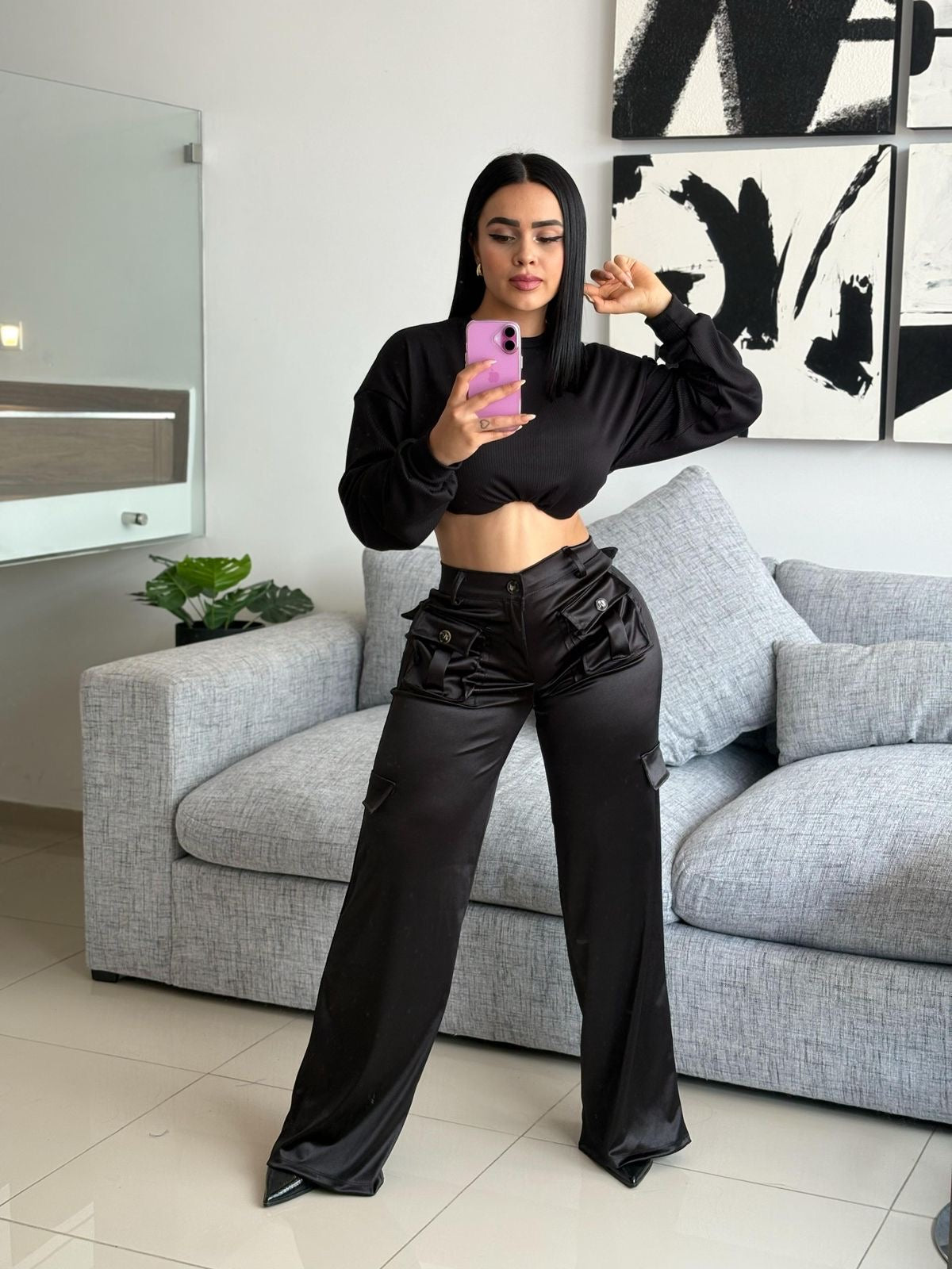 Pantalón Cargo Satin