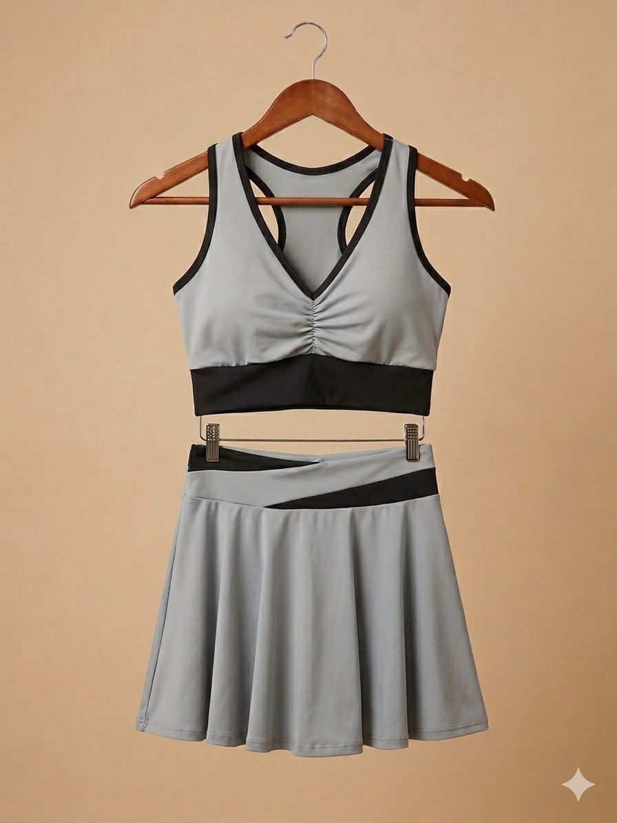 Set deportivo combinado con top y short falda