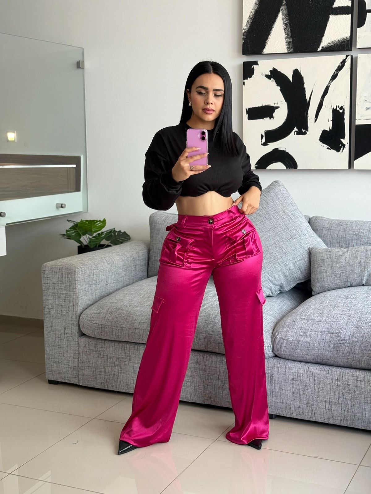 Pantalón Cargo Satin
