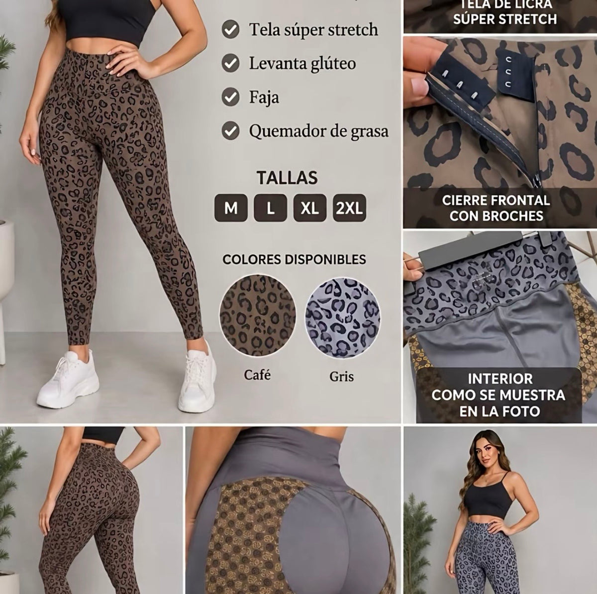 Leggins animal print entubado con faja y push up | Inspo-Tipo Sol