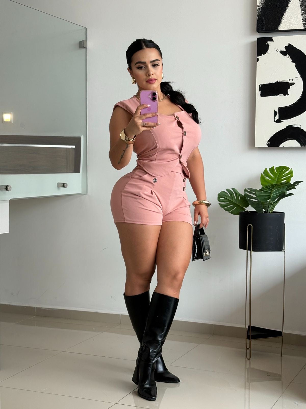 Conjunto Escote Cuadro