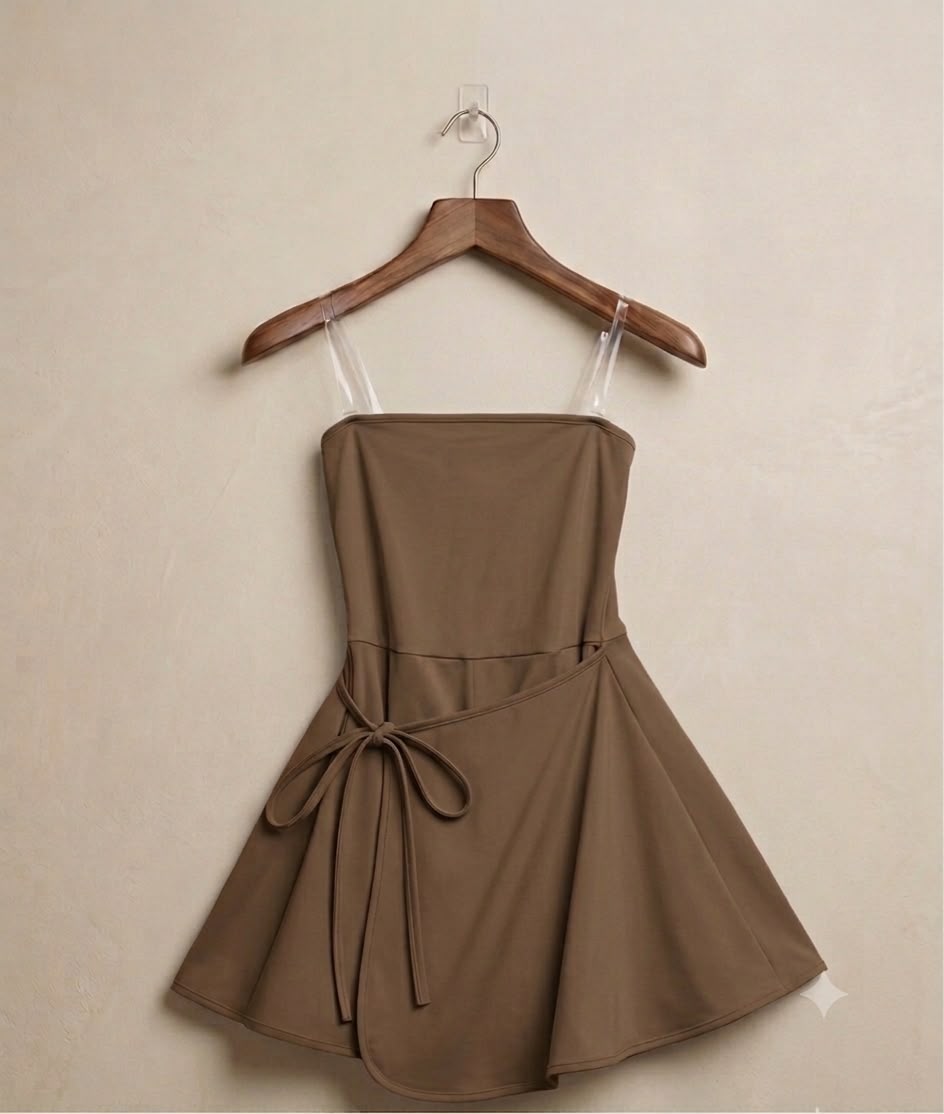 Vestido deportivo strapple corte A con faldón y short falda