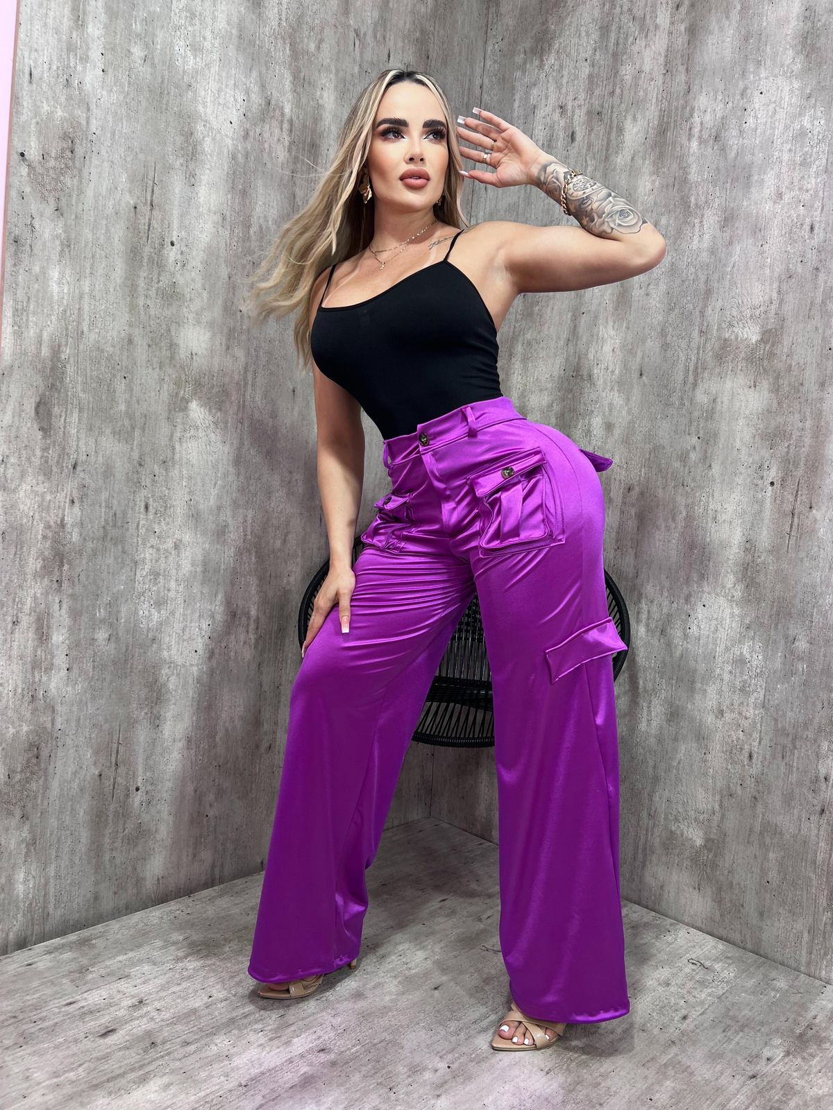Pantalón Cargo Satin
