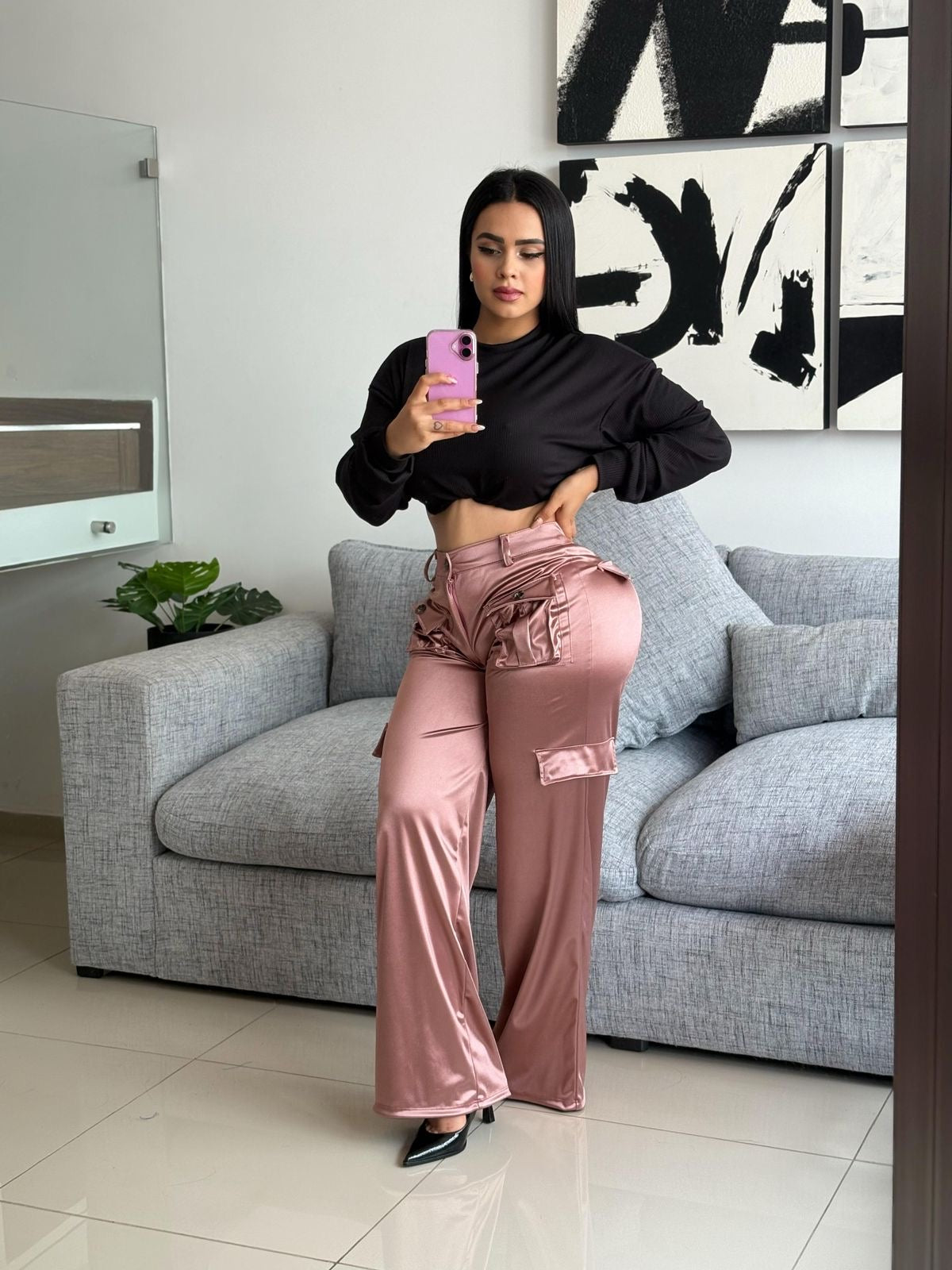 Pantalón Cargo Satin