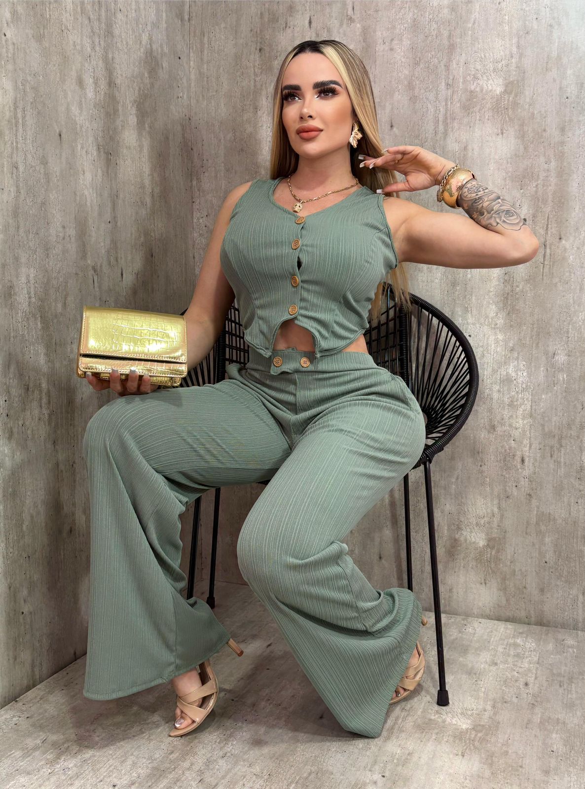 Conjunto Chaleco Botón
