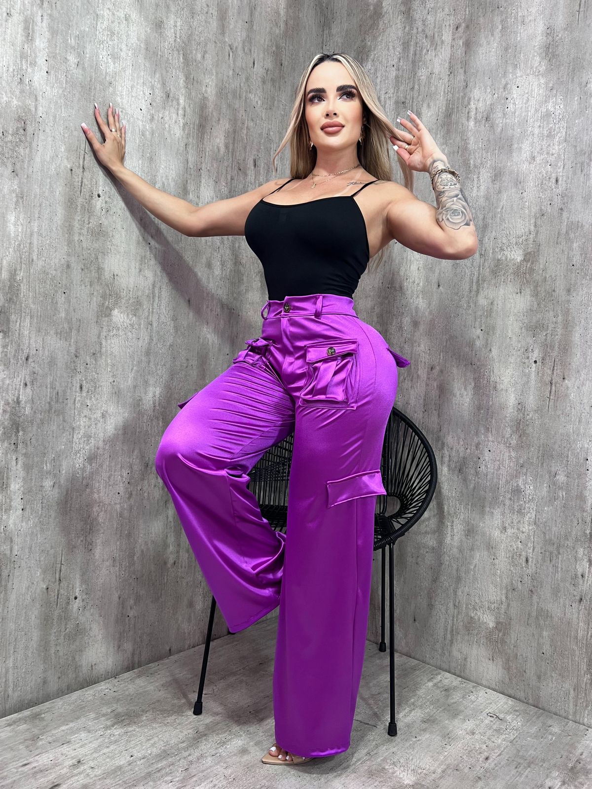 Pantalón Cargo Satin