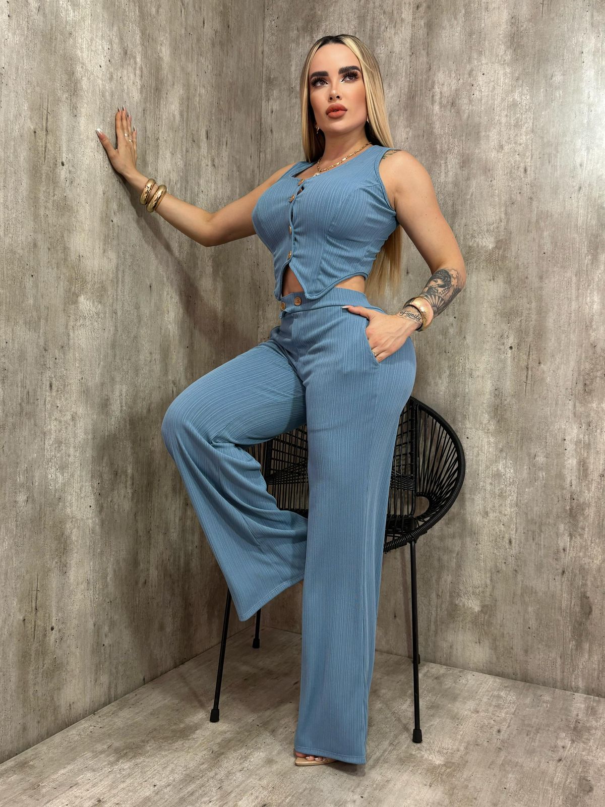 Conjunto Chaleco Botón