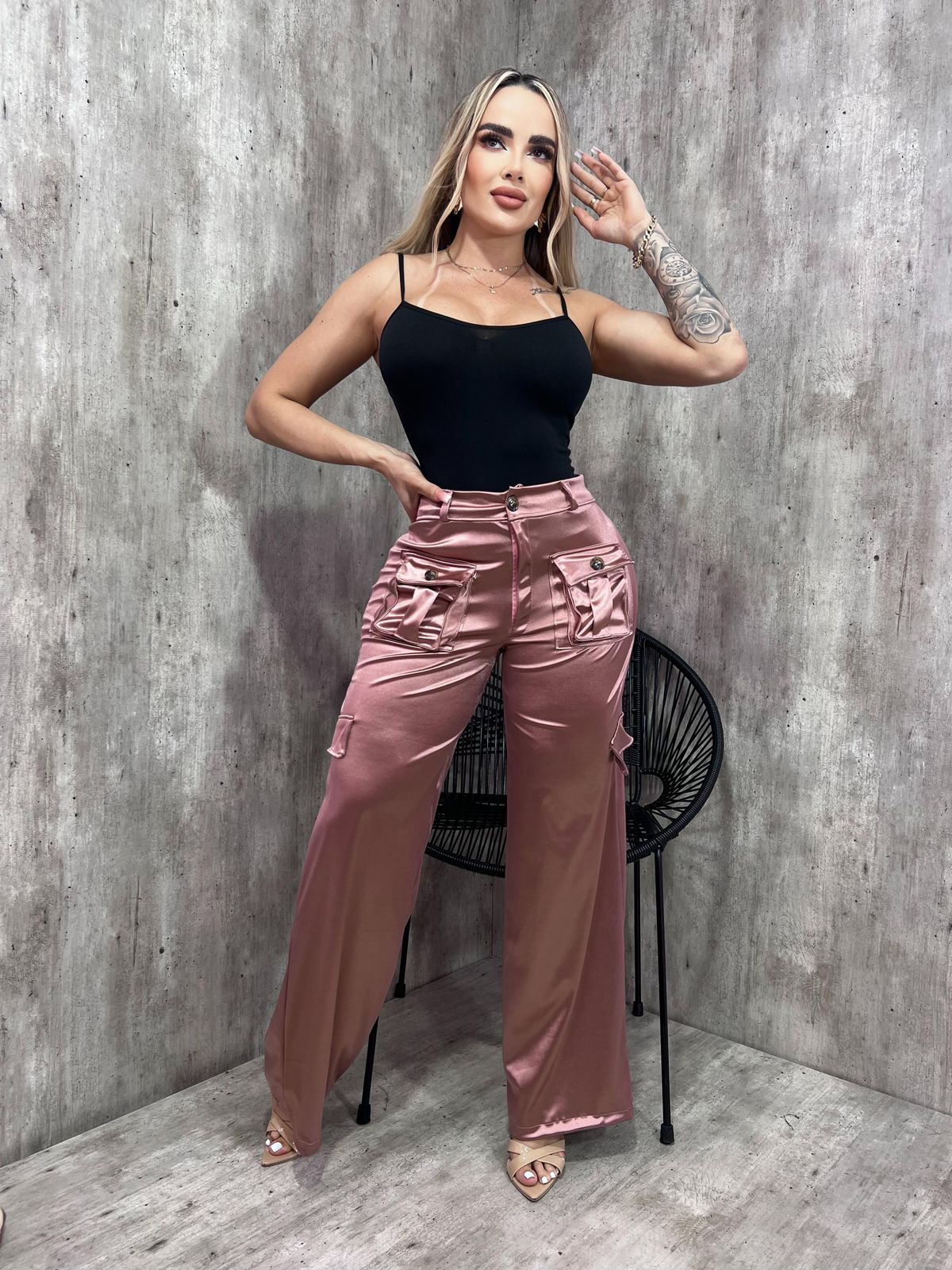 Pantalón Cargo Satin