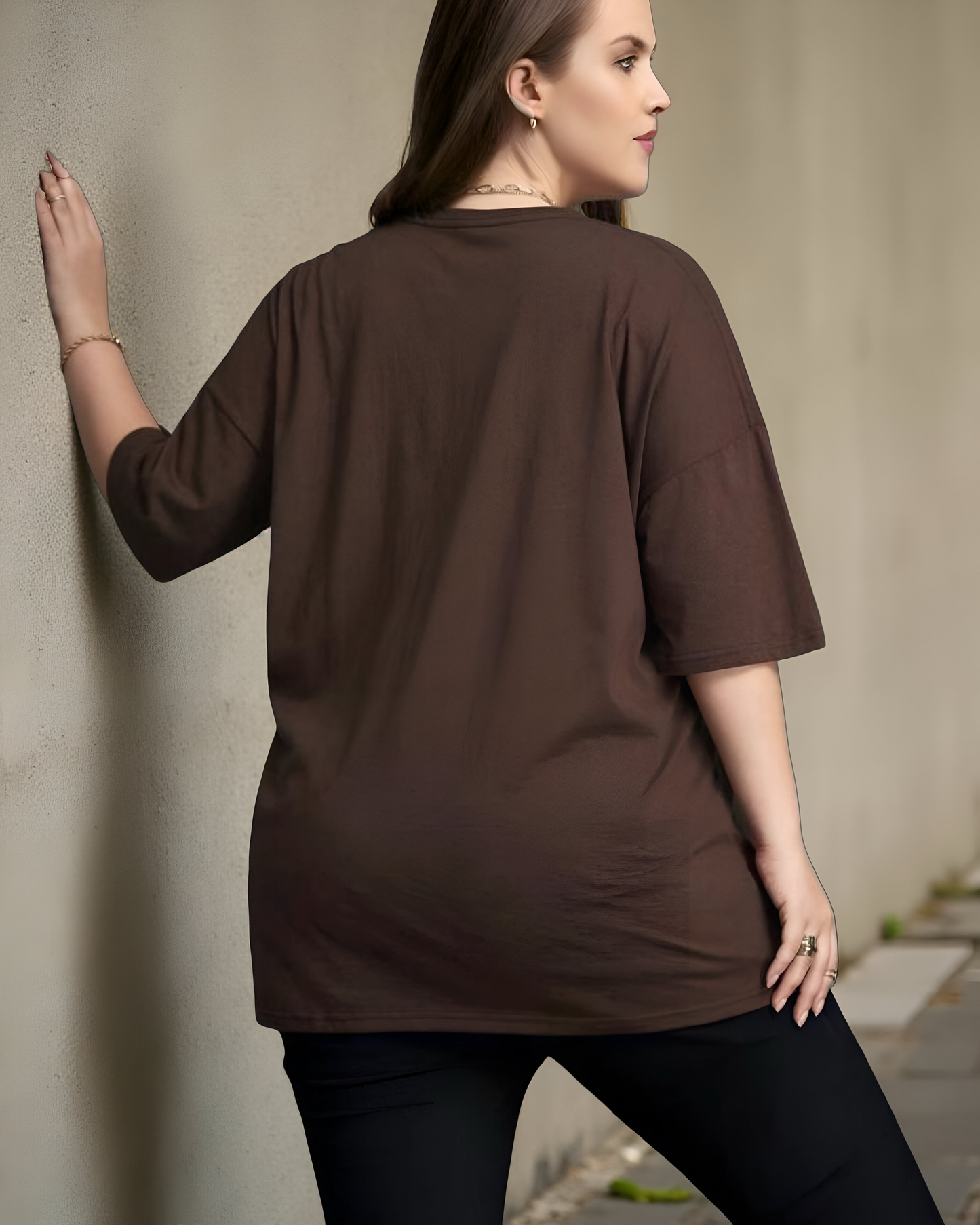Playera oversized café