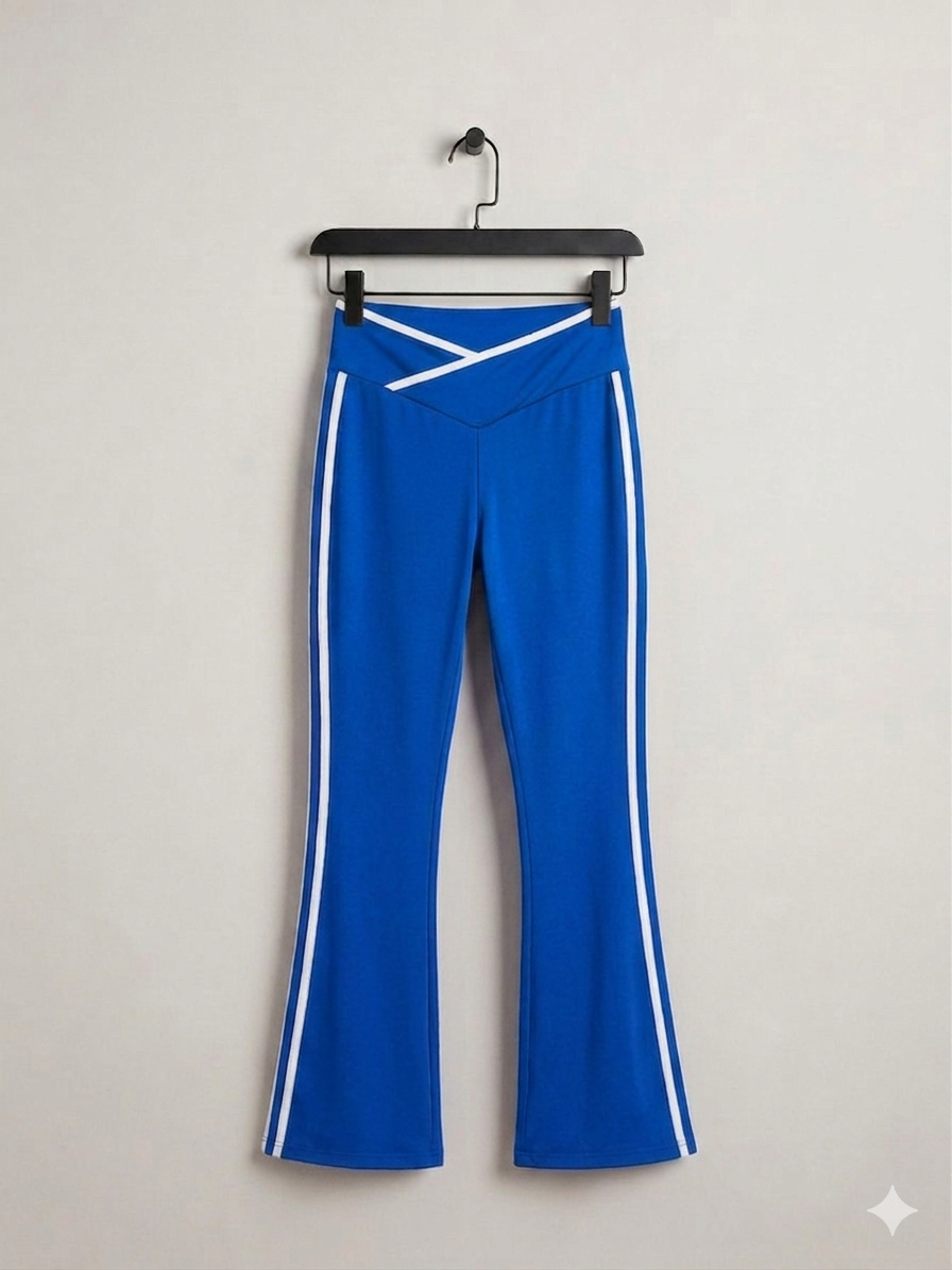 Leggins combinado deportivo cruzado del frente y con franja al costado