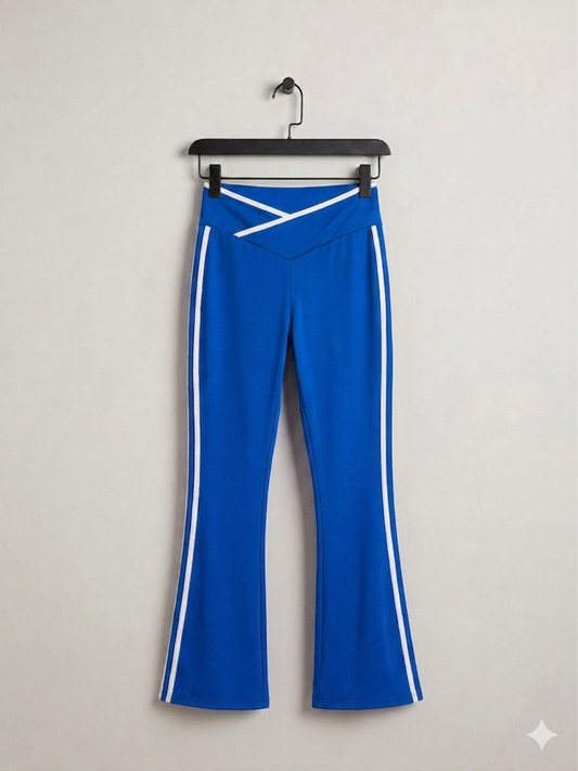 Leggins combinado deportivo cruzado del frente y con franja al costado