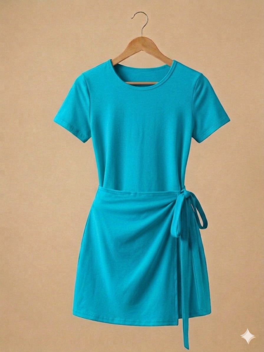 Vestido manga corta sport con faldón y short