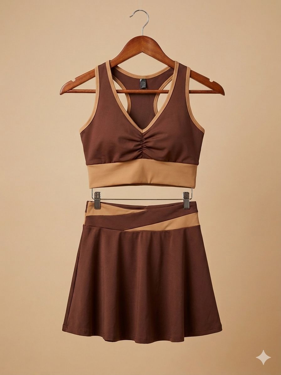 Set deportivo combinado con top y short falda