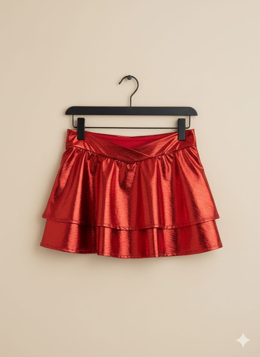 Short falda brillosa satinada