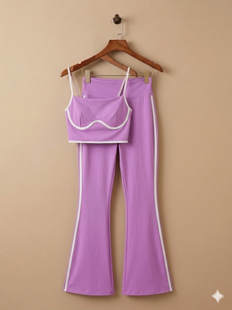 Set deportivo INSPO YOGA de top y leggins acampanado con franjas