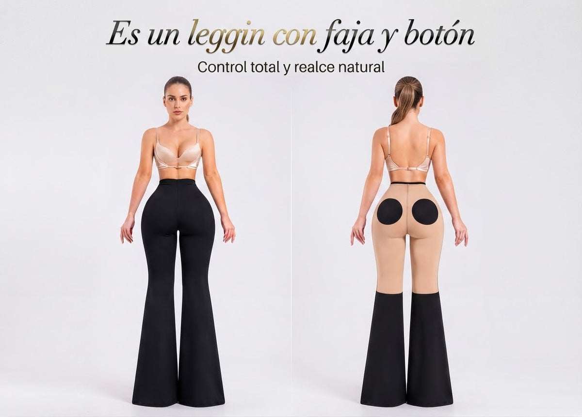 Pantalon-Leggins con levanta glúteo y botón mejorada | Tecnología incluida para mejorar figura