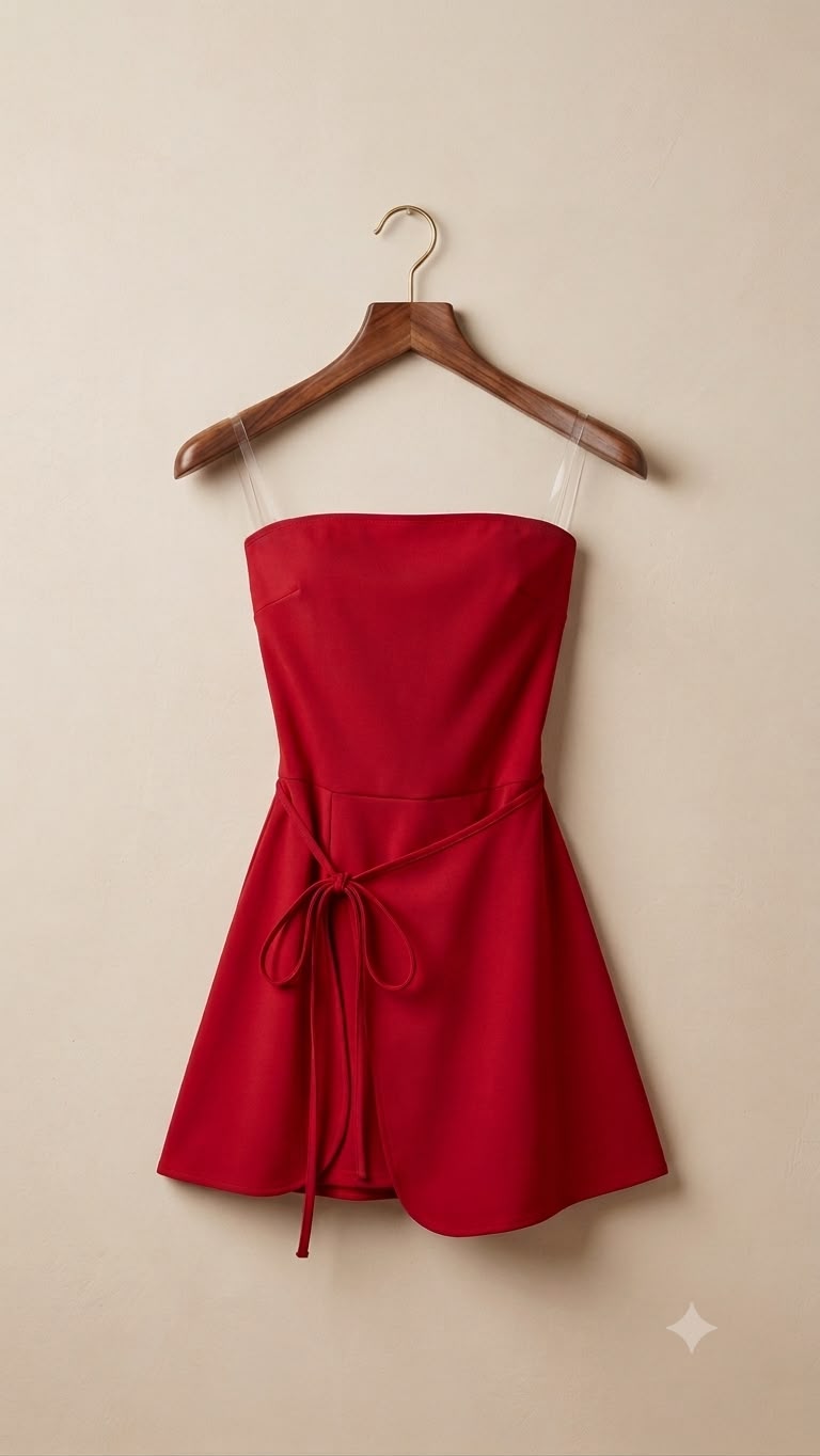 Vestido deportivo strapple corte A con faldón y short falda