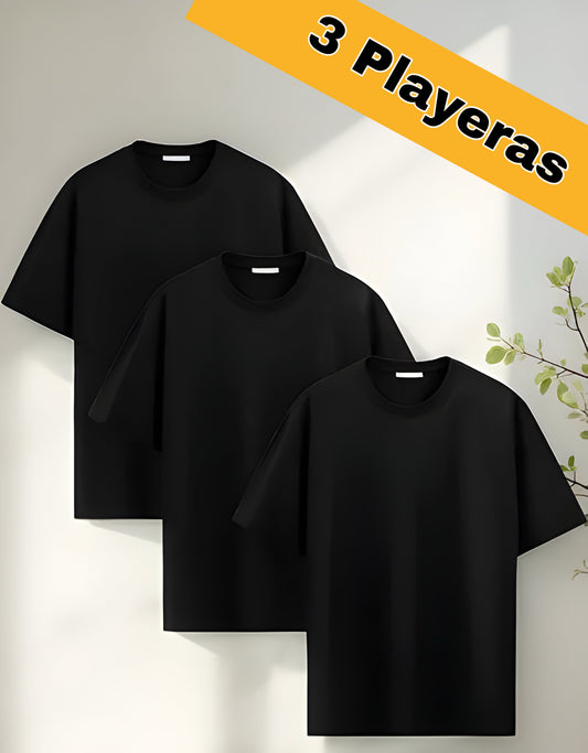 Paquete 3 playeras oversized negras