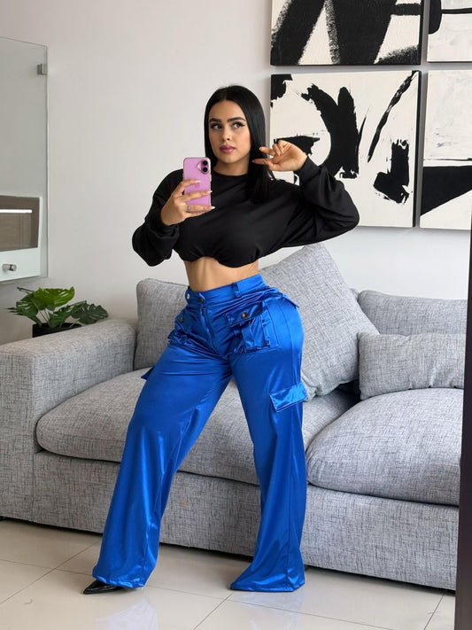 Pantalón Cargo Satin