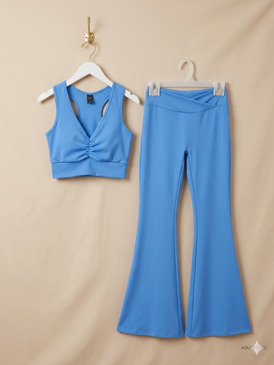 Dúo de blusa deportiva con leggins acampanado sport