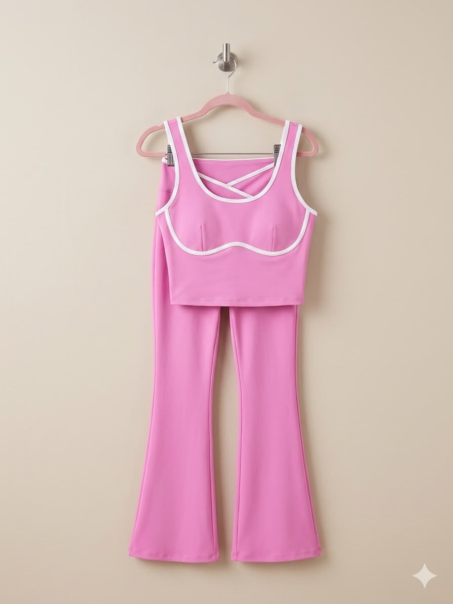 Set deportivo con bies y combinacion tipo copas | Leggins y top sport