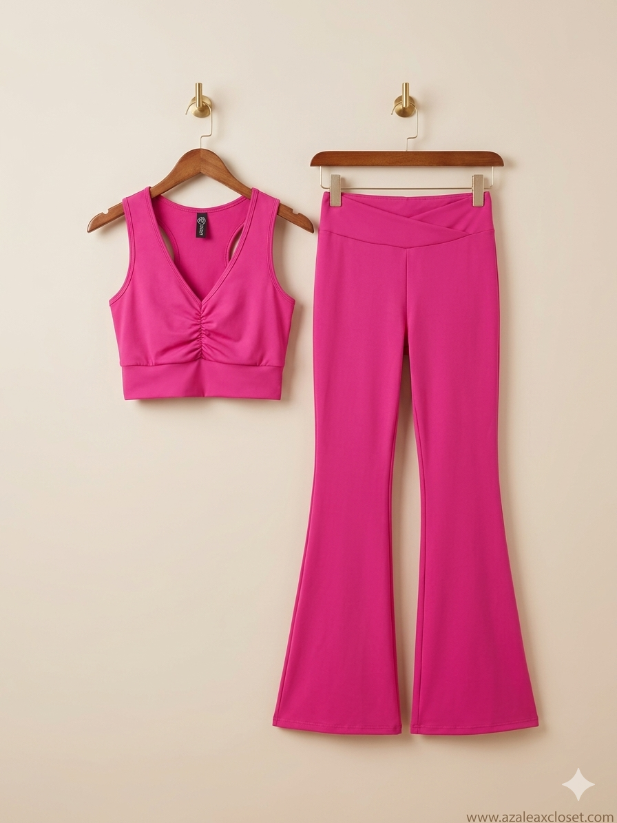 Dúo de blusa deportiva con leggins acampanado sport