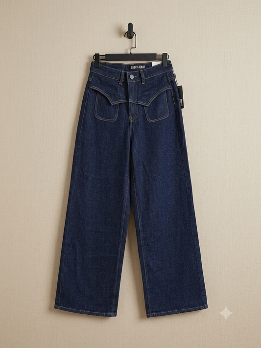Pantalón vaquero de mezclilla gruesa y corte pata de elefante