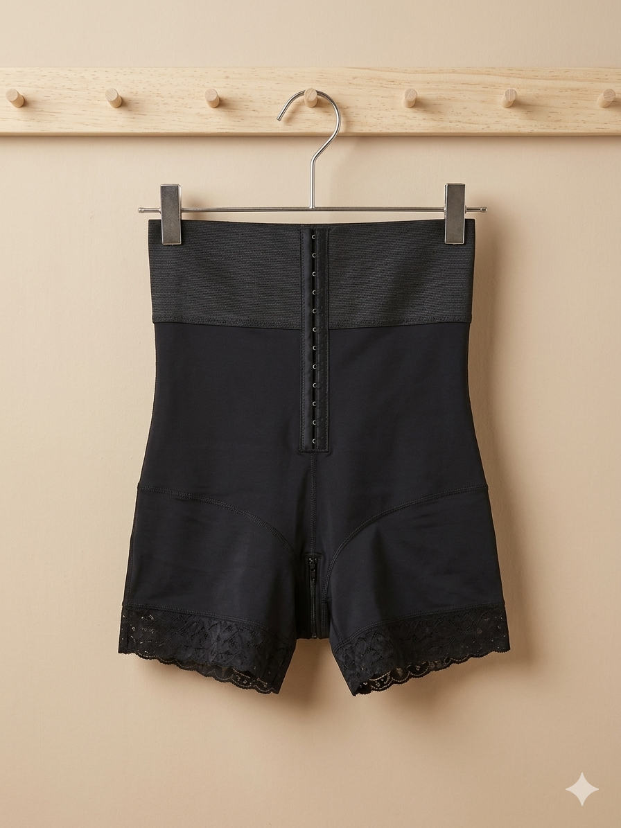 Short-faja TIPO COLOMBIANA levanta nalga con broches y encaje en el short