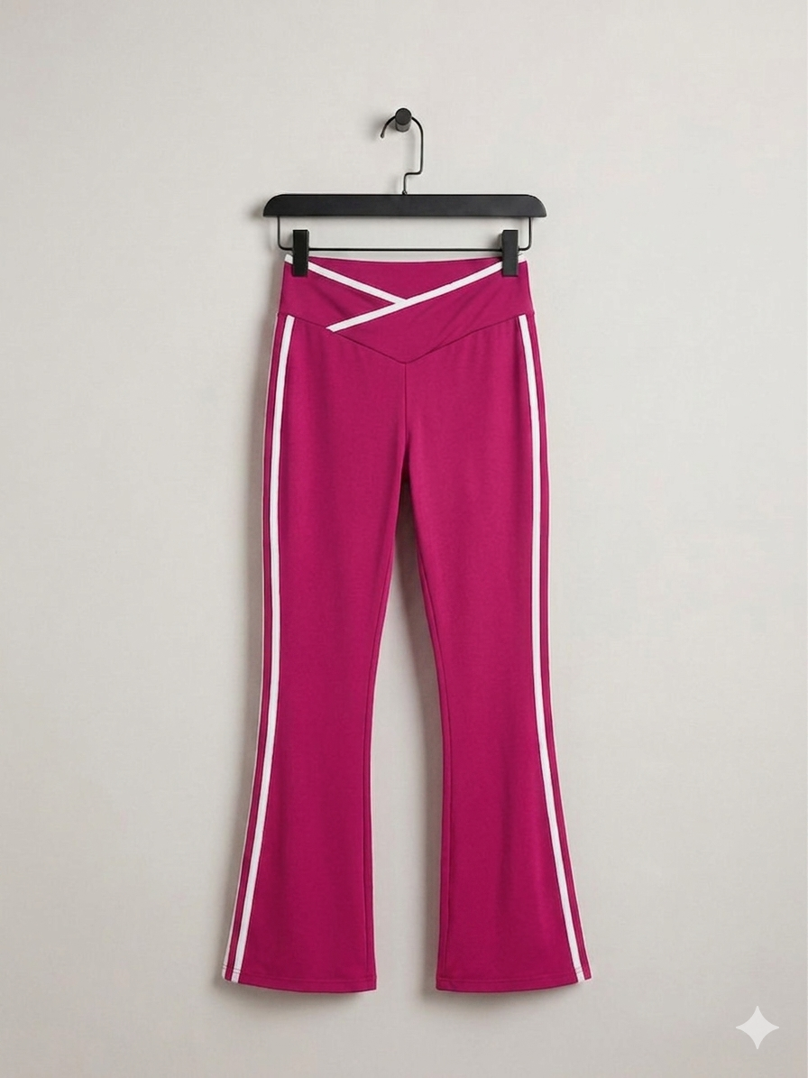 Leggins combinado deportivo cruzado del frente y con franja al costado