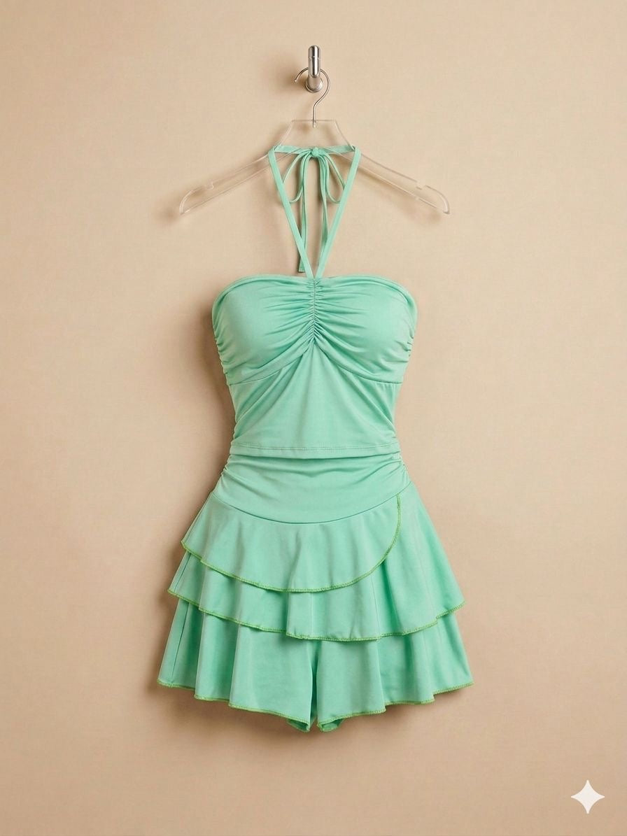Set casual de top con falda de temporada VERANO 2026 Blusa con copas y falda con short