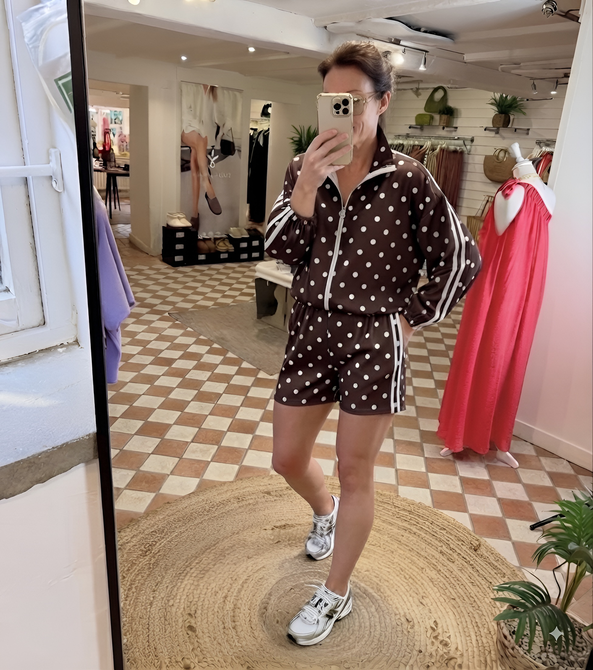 Set POLKA DOT de chamarra y short 2 piezas en super tendencia