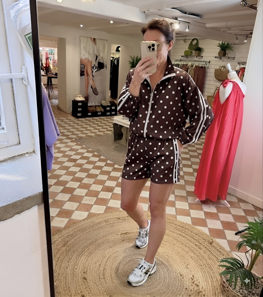 Set POLKA DOT de chamarra y short 2 piezas en super tendencia