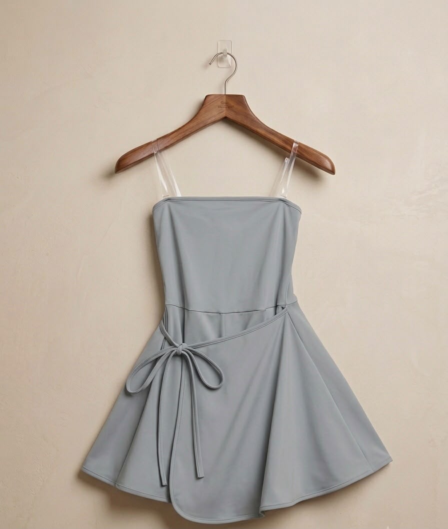 Vestido deportivo strapple corte A con faldón y short falda