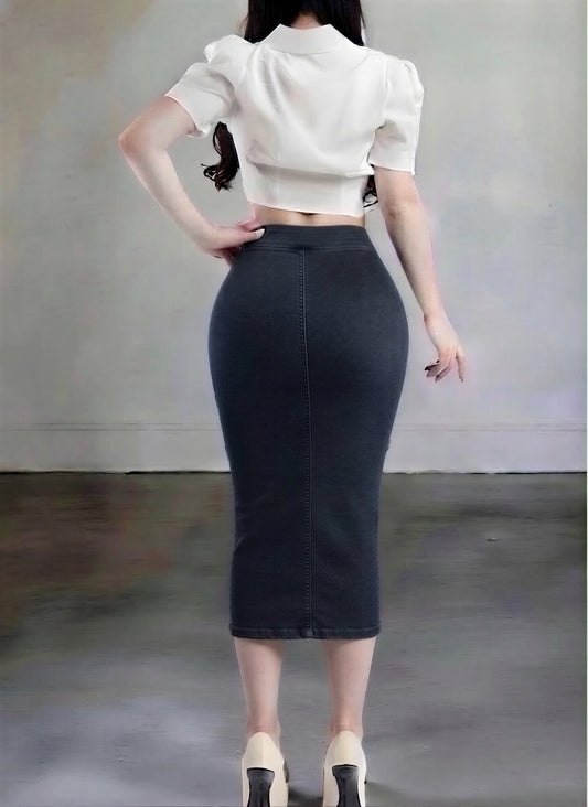 Falda inspo sol de MEZCLILLA con control abdomen y tecnología para mejorar la pompa
