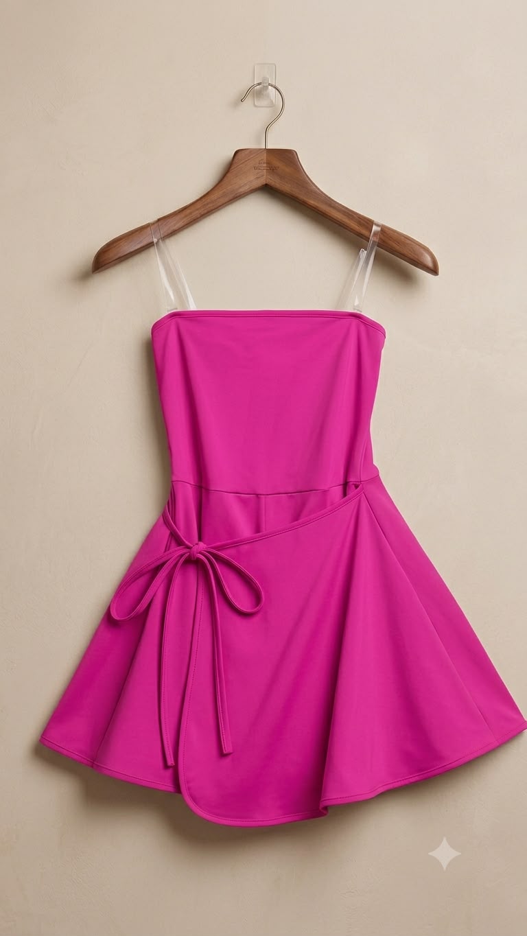 Vestido deportivo strapple corte A con faldón y short falda