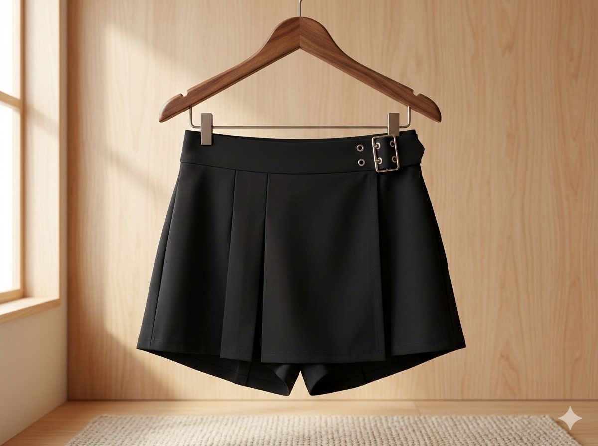 Short falda con broche metálico ajustable