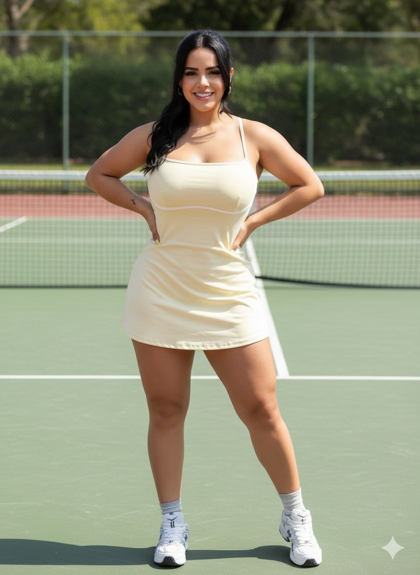 Vestido deportivo combinado con short y forro.