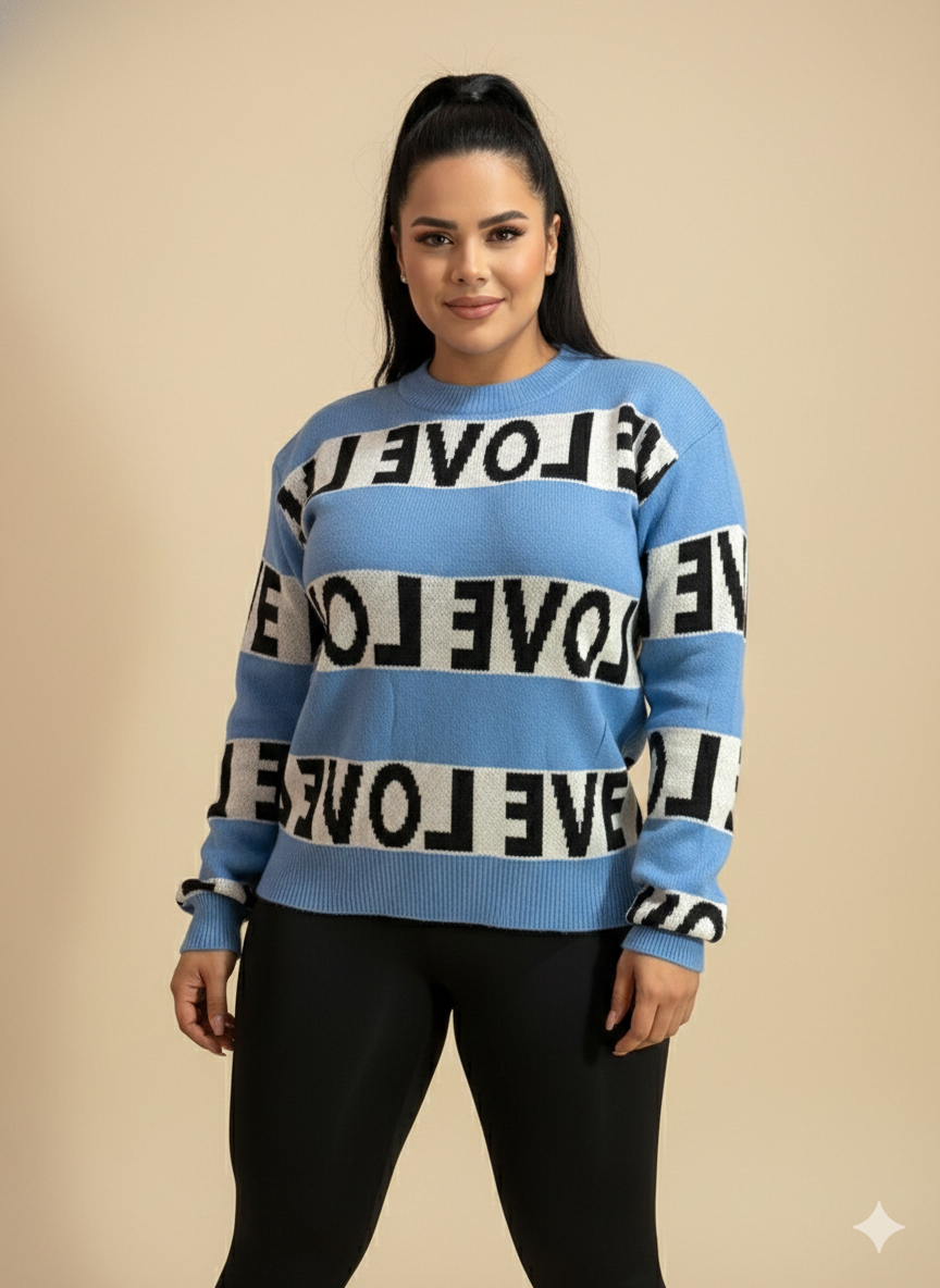 Suéter tejido con detalle de LOVE calientito