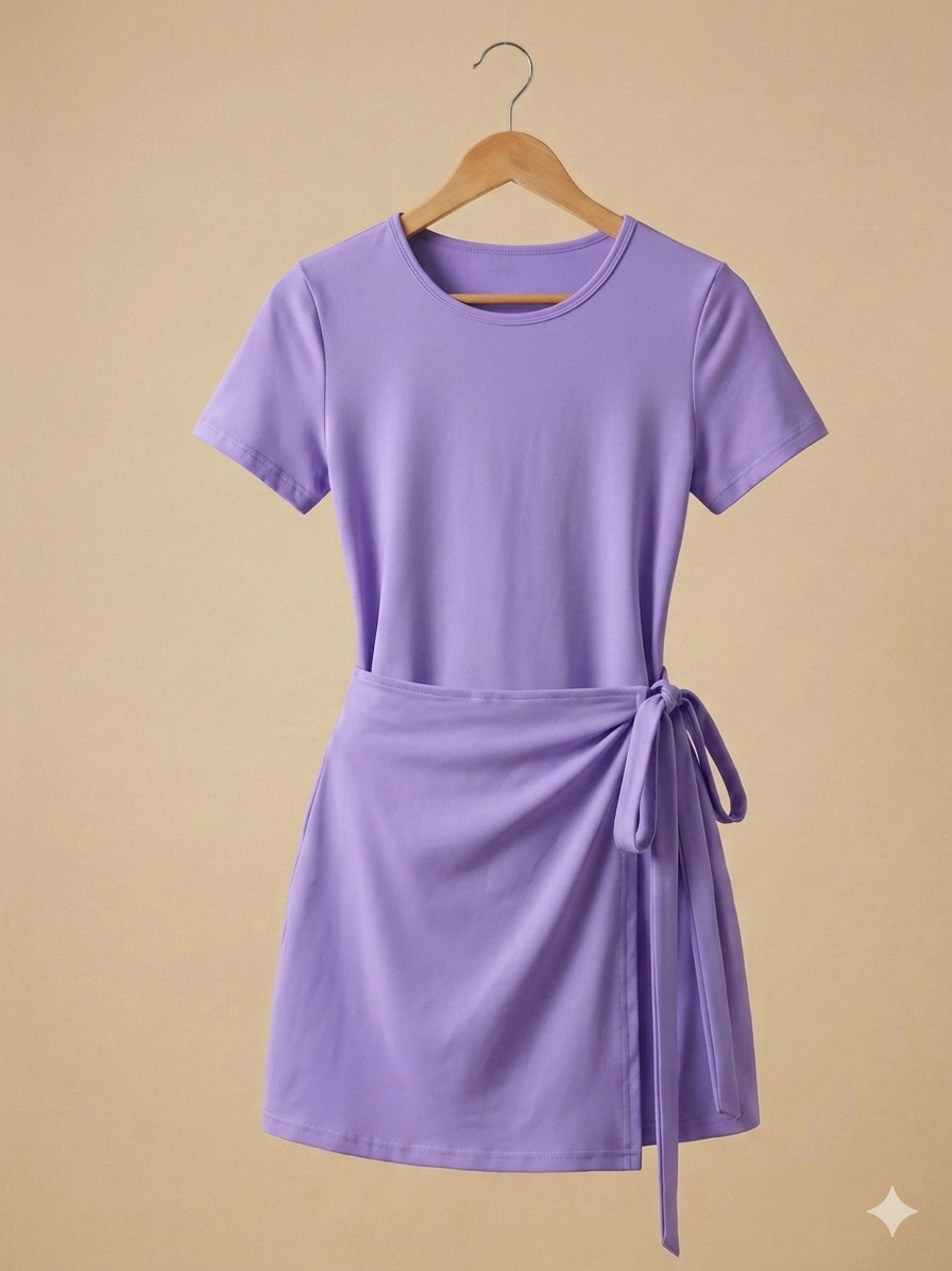 Vestido manga corta sport con faldón y short