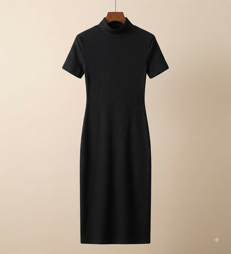 Vestido cuello alto básico