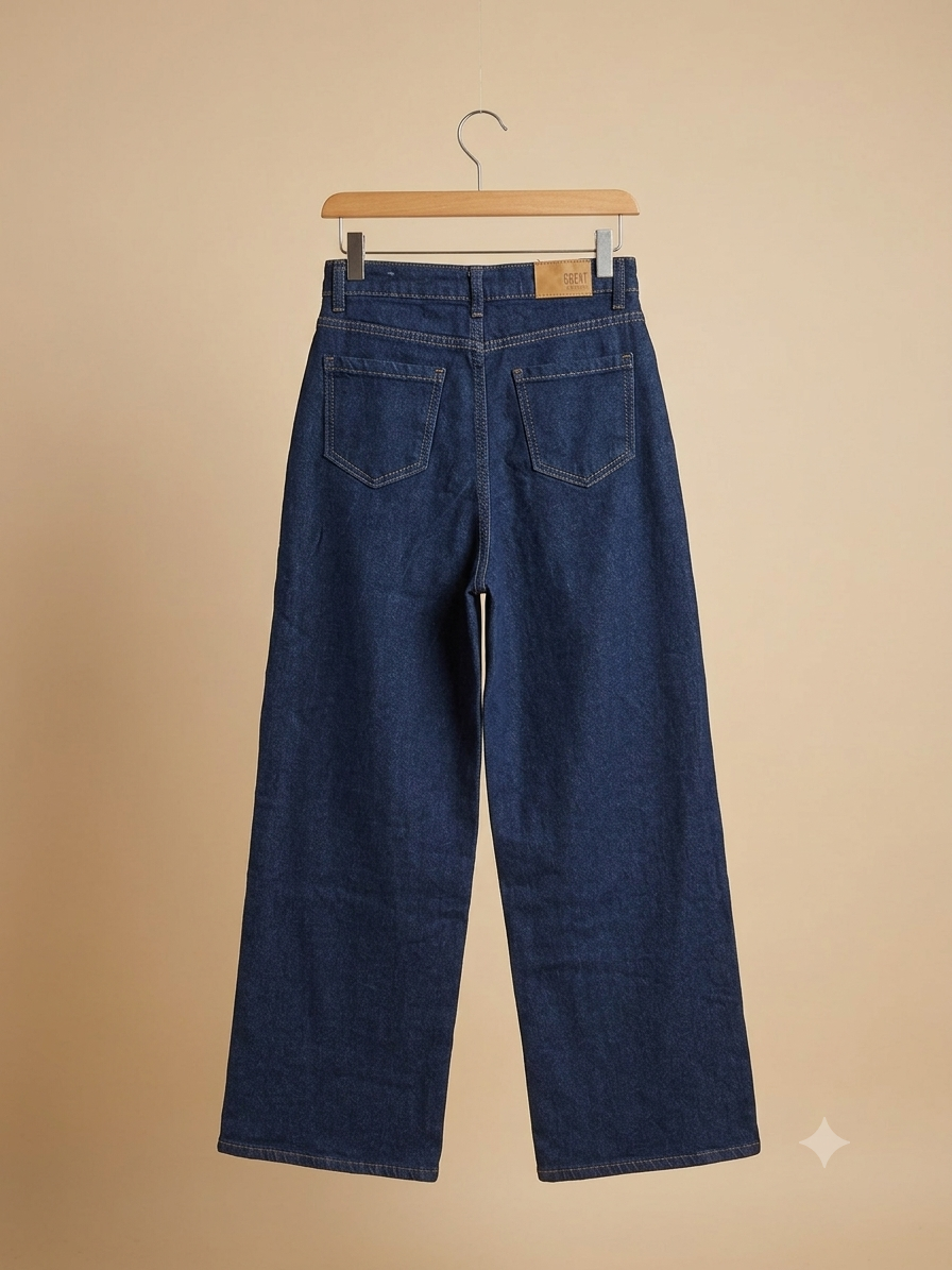 Pantalón vaquero de mezclilla gruesa y corte pata de elefante