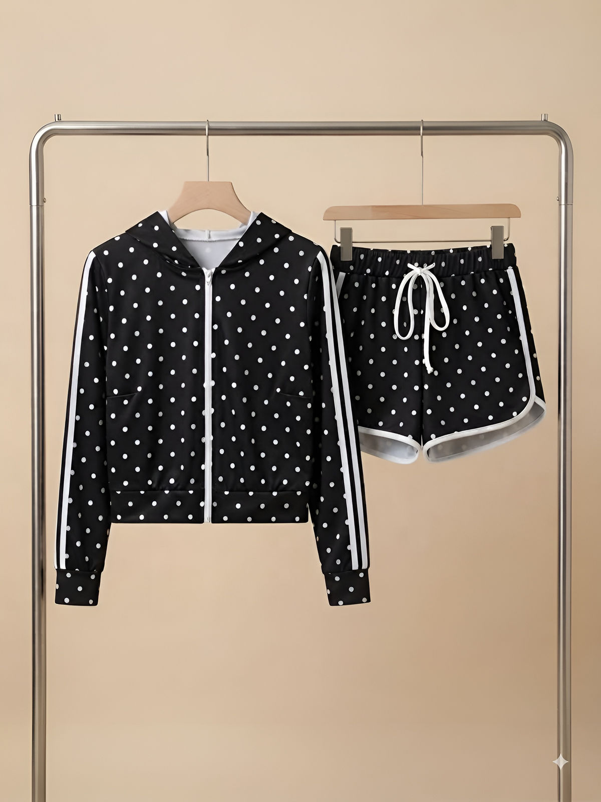 Set POLKA DOT de chamarra y short 2 piezas en super tendencia