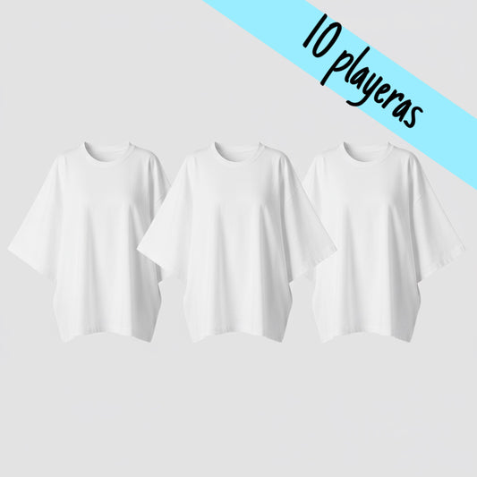 10 playeras oversized blancas