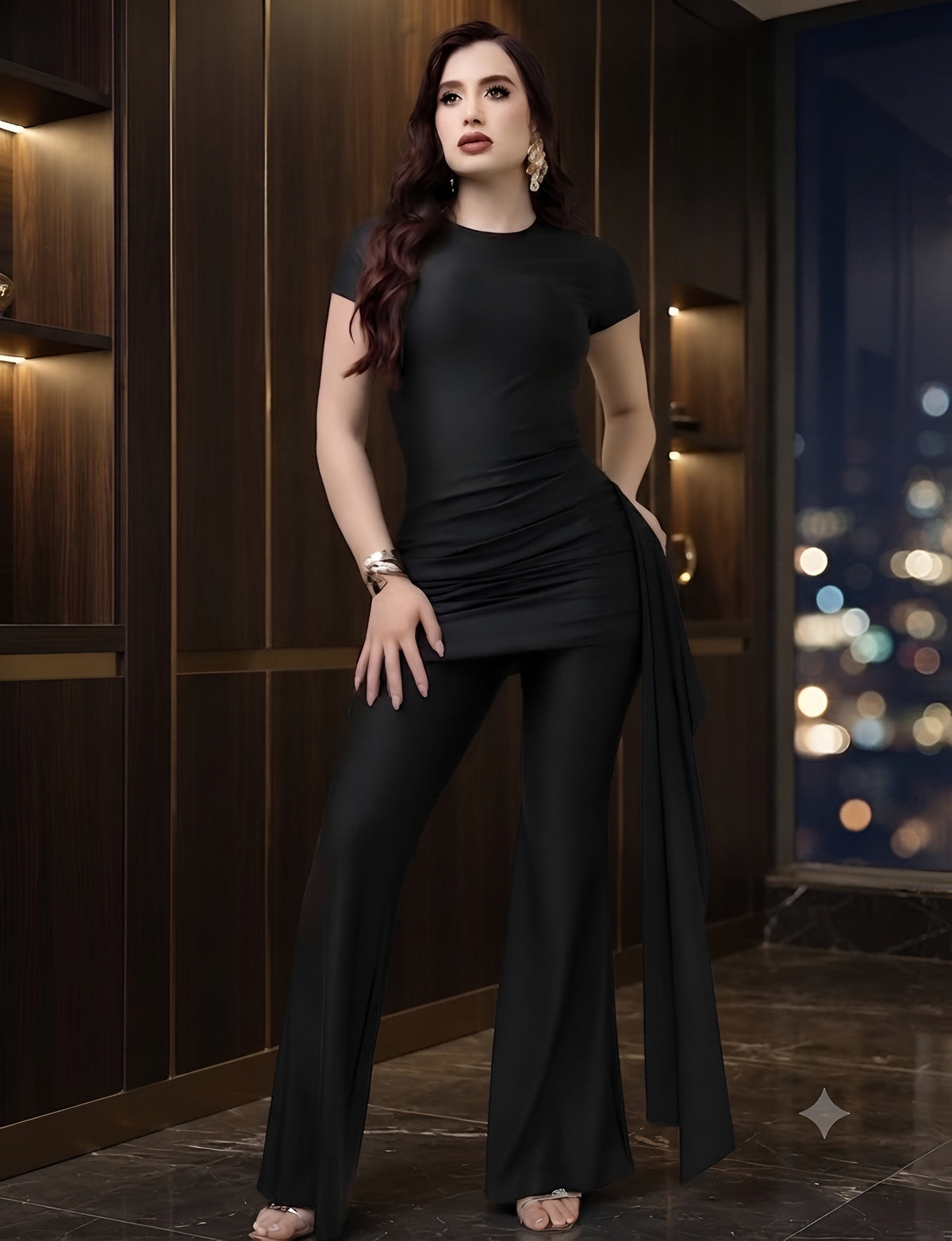 Conjunto Odette Flare en tendencia dos piezas vestido y leggins Tendencia SATIN