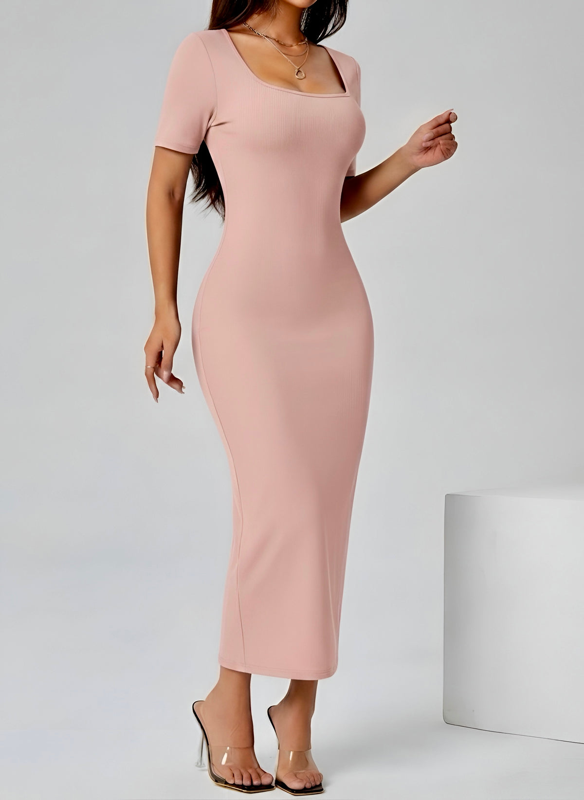 Vestido cuello cuadro en variedad de tonos, mexivestido básico en tendencia