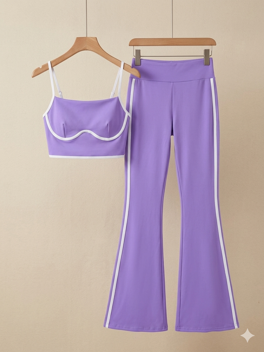 Set deportivo INSPO YOGA de top y leggins acampanado con franjas