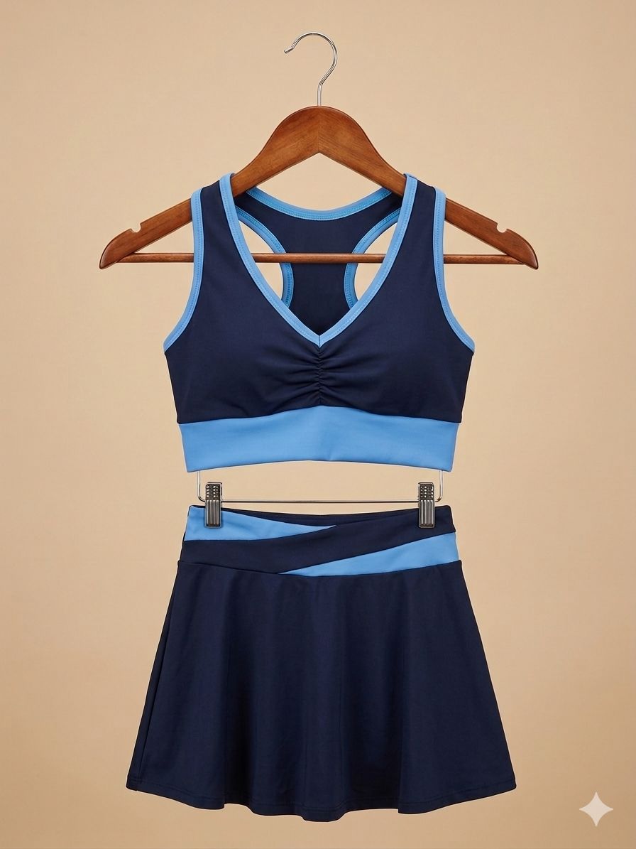 Set deportivo combinado con top y short falda